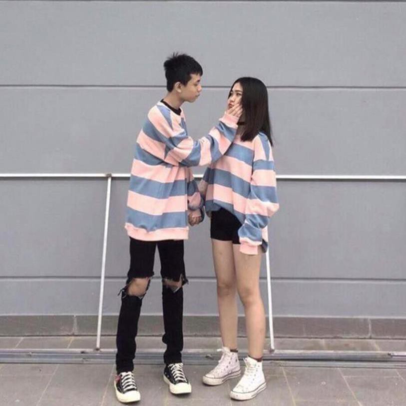 Áo SWEATER SỌC HỒNG XANH PINK BLUE UNISEX