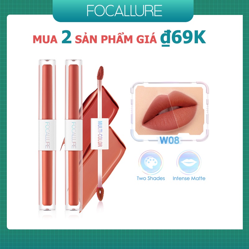 [Hàng mới về] Son môi FOCALLURE tông lì mịn như nhung 2 trong 1 siêu nhẹ không bết dính chống thấm nước 2.4g