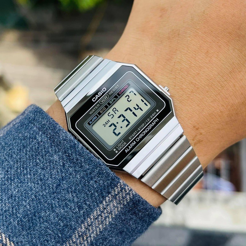 Đồng hồ unisex dây kim loại Casio Anh Khuê A700W-1ADF