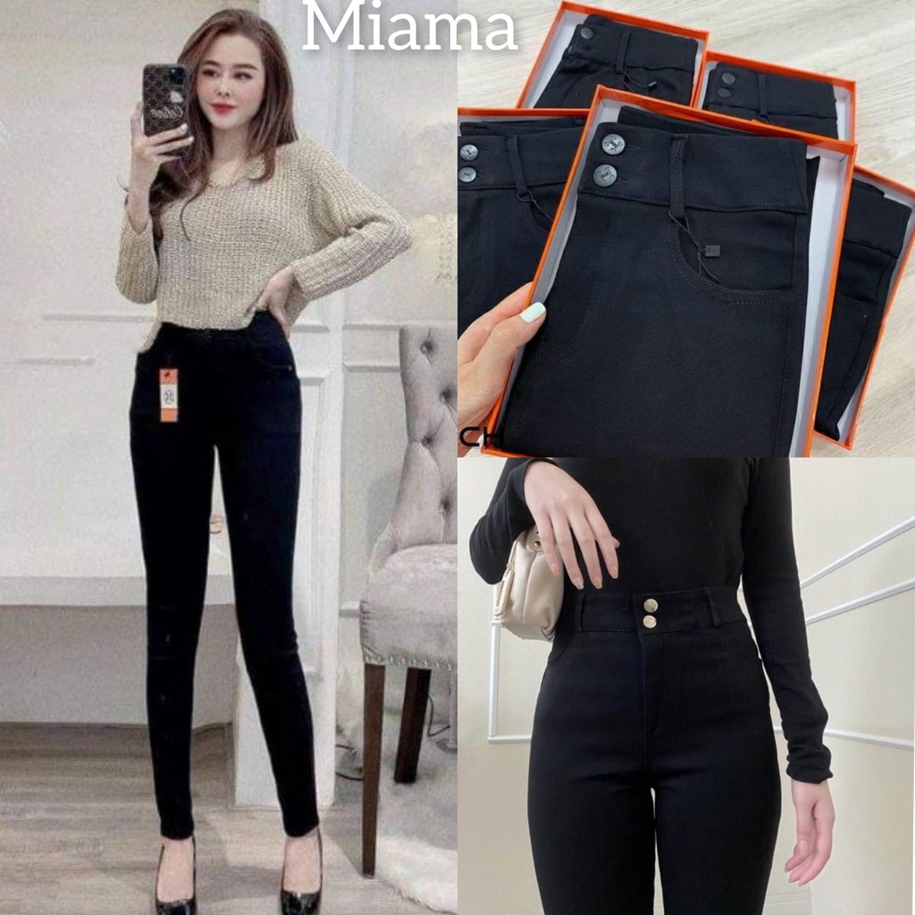 Quần legging nữ cao cấp khóa kéo 2 khuy có 4 túi in thêu dáng dài chất vải umi dày dặn co dãn Quần legging hàn lưng cao