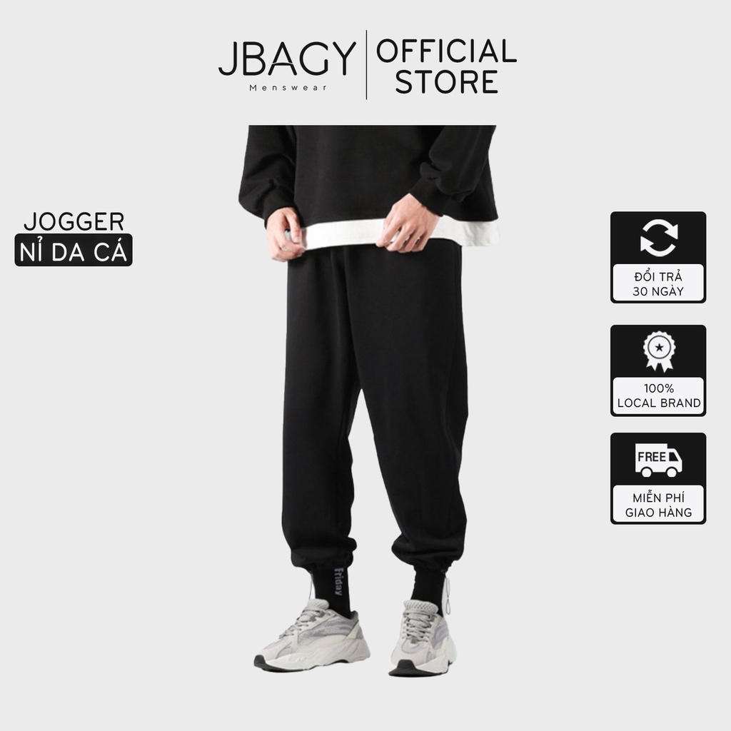 Quần jogger nỉ nam nữ, quần ống rộng dây rút nỉ da cá cao cấp phong cách Hàn Quốc thương hiệu JBAGY - JN0104