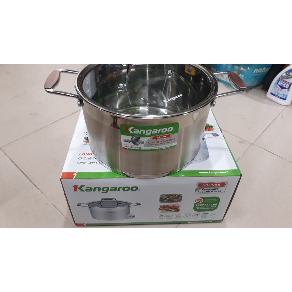 Nồi inox cao cấp 26cm 5 lớp Kangaroo KG3CS226