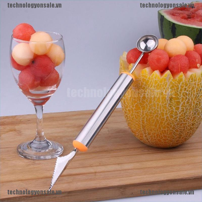 [Tech] New Stainless Steel Ice Cream Double-End Scoop Spoon Melon Baller Cutter Fruit [VN]