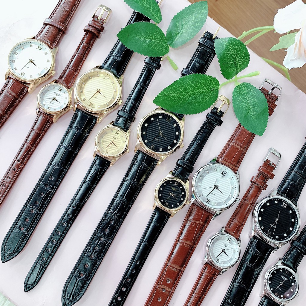 Đồng Hồ Cặp Đôi Nam Nữ , Couple DINLOG01 , Dây Da , Size 30/40mm