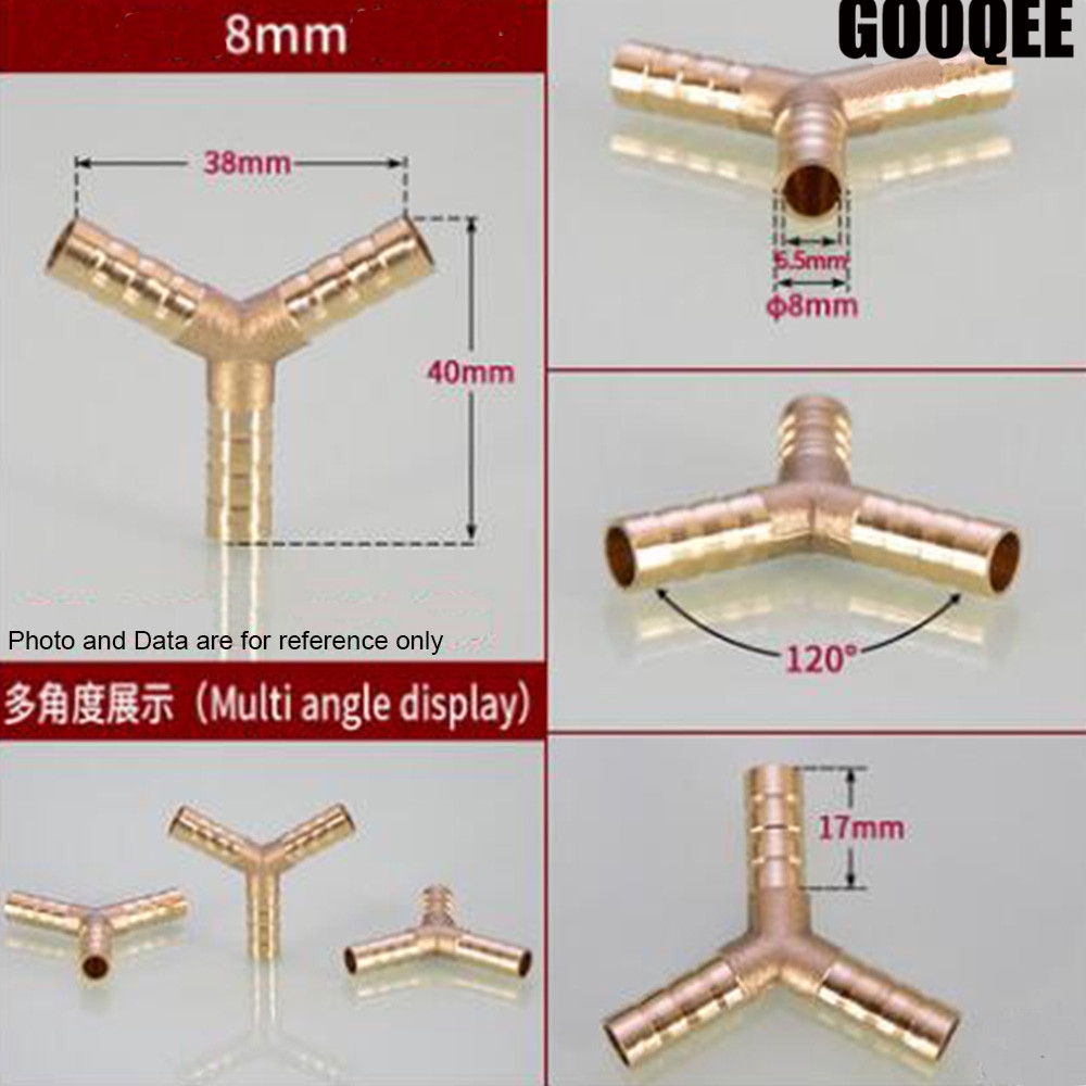 1 Đầu Nối Ống Đồng Chữ y 3 Chiều 4 / 6 / 8 / 10 / 12 / 16 / 19mm