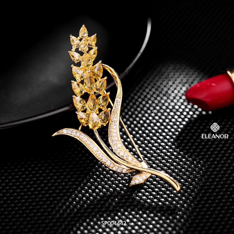 Ghim cài áo nam nữ Eleanor Accessories đính đá hình bông lúa phụ kiện thời trang 4442