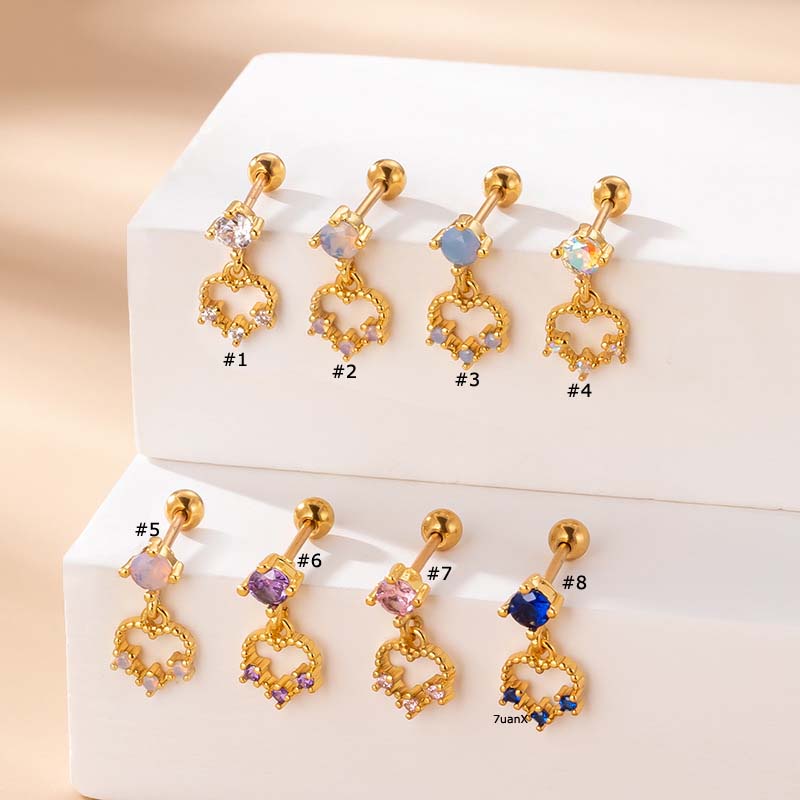 1 Khuyên Tai Helix Thẳng Hình Trái Tim Rỗng Dài 6mm Dành Cho Bạn Nữ