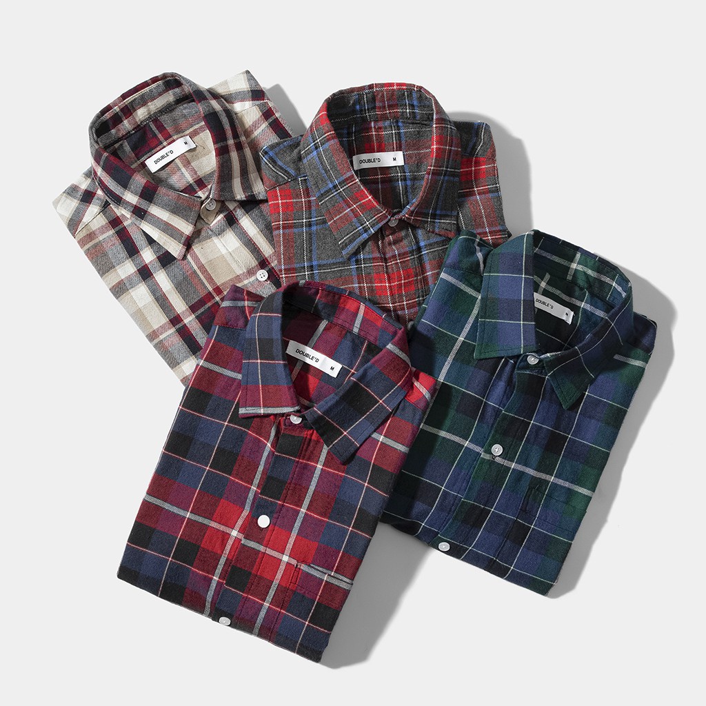 Áo sơ mi Flannel nam Double'D tay ngắn form Regular họa tiết kẻ caro SCN - Hàng mới về