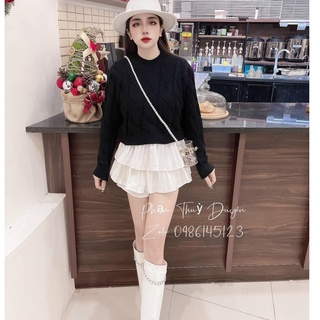 Chân váy ngắn 2 tầng xếp ly, chân váy xòe kèm quần trong lưng cao