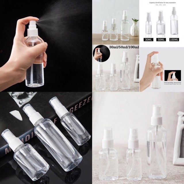 Chai Xịt Phun Sương, Lọ Chiết Mỹ Phẩm, Tinh Dầu, Dung Dịch Sát Khuẩn Trong Suốt Dung Tích 30ml - 50ml - 100ml 88069
