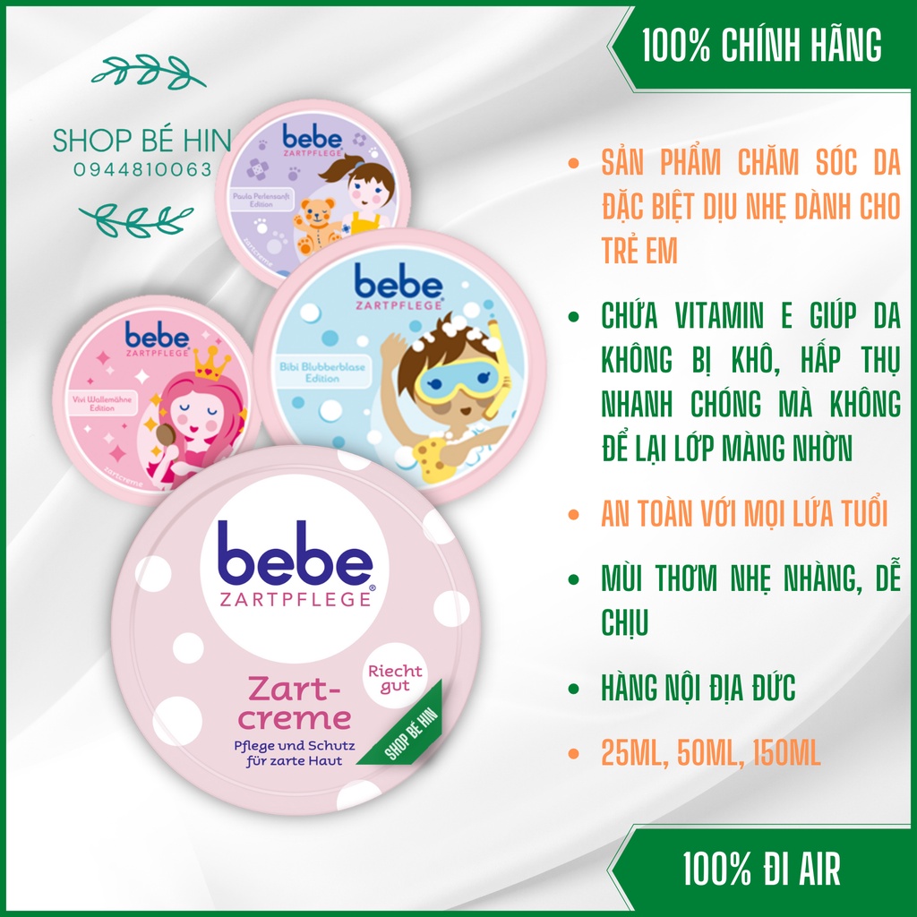 Kem dưỡng da chống nẻ BEBE, kem dưỡng da đặc biệt dịu nhẹ cho bé và người lớn, Hàng Đức chính hãng