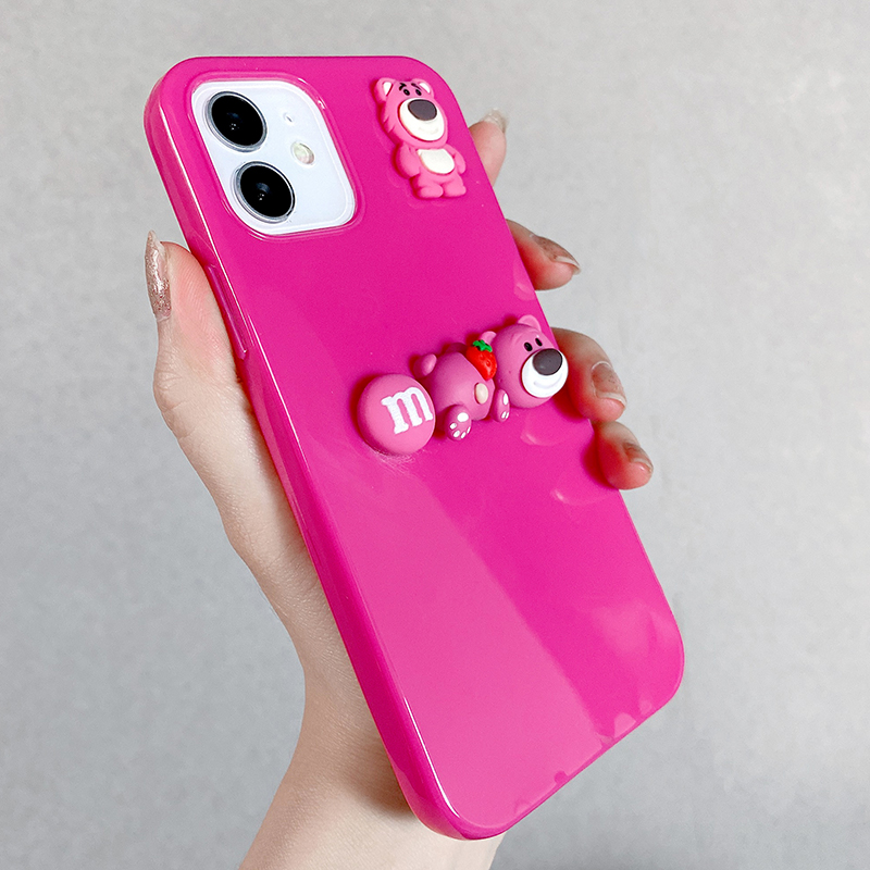 Ốp điện thoại hình trái dâu chú gấu 3D cho iPhone 12 Pro Max 12Pro 12 Mini SE2020 11ProMax 11Pro 11 iX XR XS Max 7 8+ | BigBuy360 - bigbuy360.vn