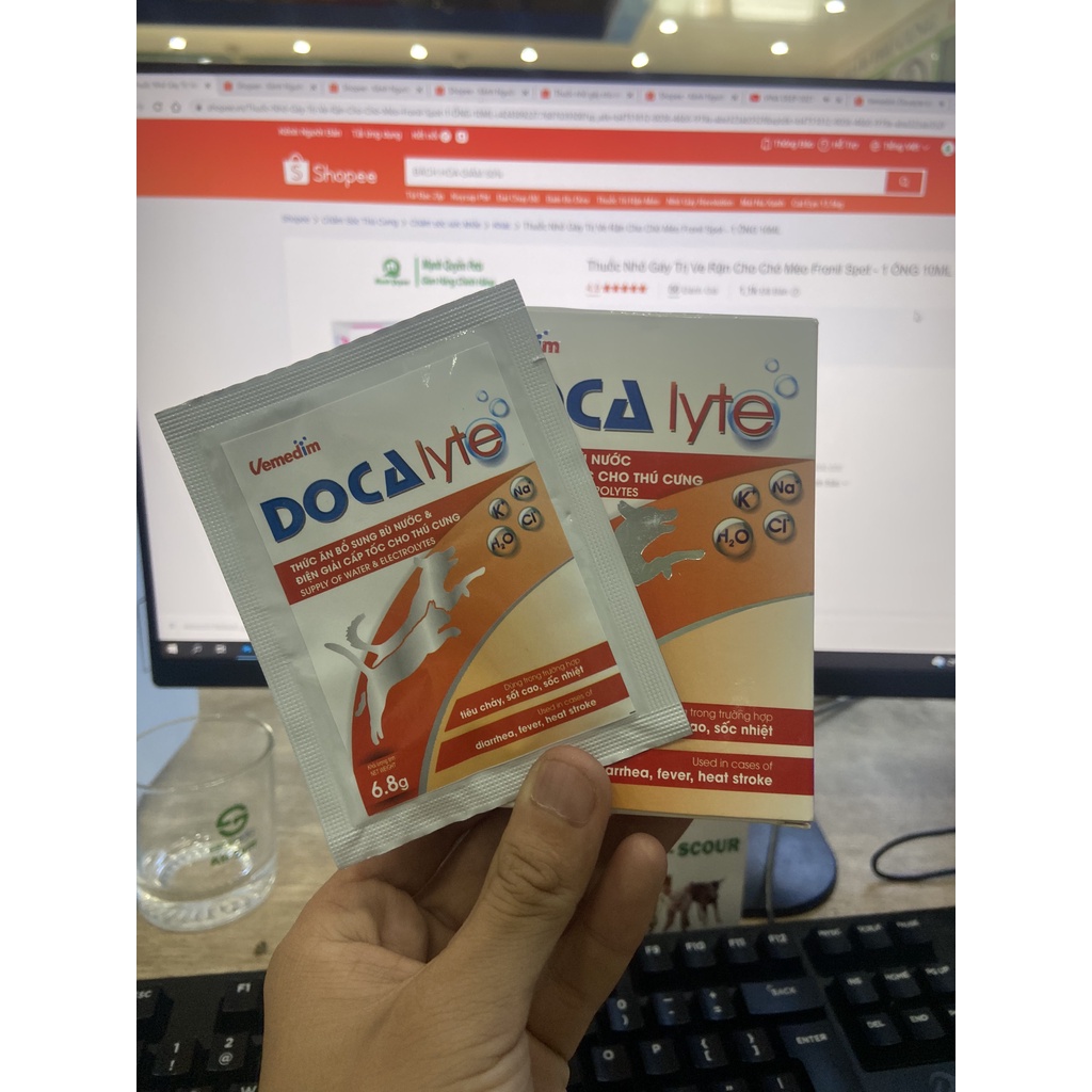Bột pha nước uống bổ sung cấp tốc các ion điện giải, glucose và glycine, bù nước cho chó mèo, gói 6.8g