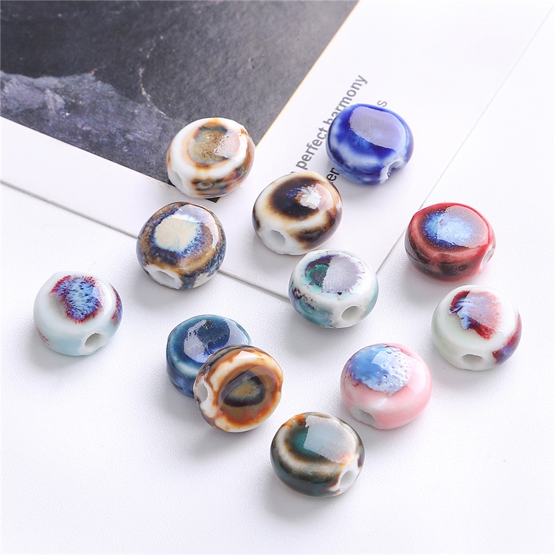 Set 10 Hạt Sứ Tròn 11m Dùng Làm Trang Sức Diy