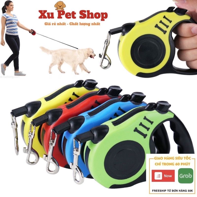Dây dắt tự động cho chó mèo, dây dắt thiết kế tự thu dây tiện lợi khi sử dụng, vòng cổ chó mèo, dắt chó mèo