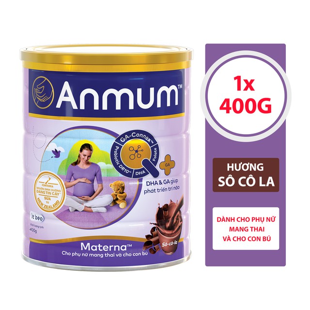 Sữa Bột Anmum Materna Hương Sô-cô-la ít béo 400g