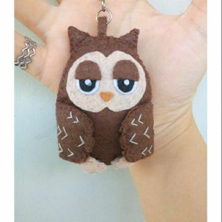 Móc khoá handmade vải nỉ cú mèo buồn ngủ
