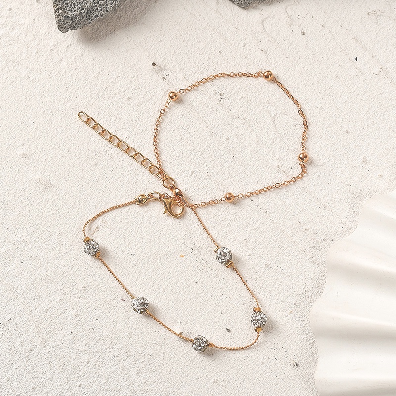 Lắc Chân Hai Lớp Đính Pha Lê Phong Cách Boho Đơn Giản Dễ Điều Chỉnh