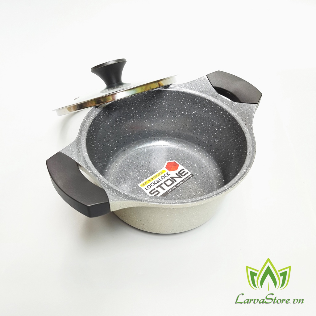 Set Nồi Và Chảo Sâu Lòng Lock&amp;Lock Stone 2EA LCA6202S2 (Nồi 20cm + Chảo 30cm) Đáy từ