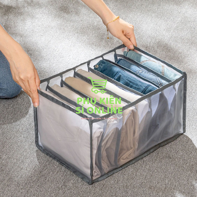 Túi vải lưới chia ngăn xếp gọn đựng quần áo, phụ kiện (7 &amp; 9 NGĂN) Store4girls