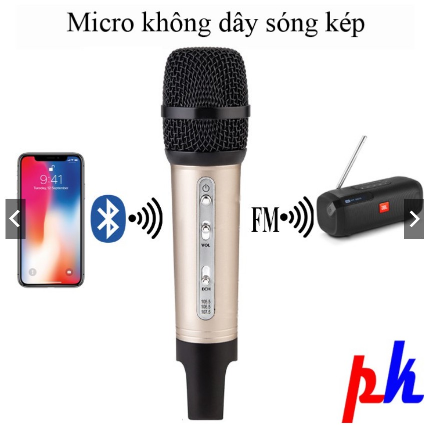 Micro Không Dây Cho Xe Hơi Sóng Kép C200, Micro Không Dây Cho Ô Tô