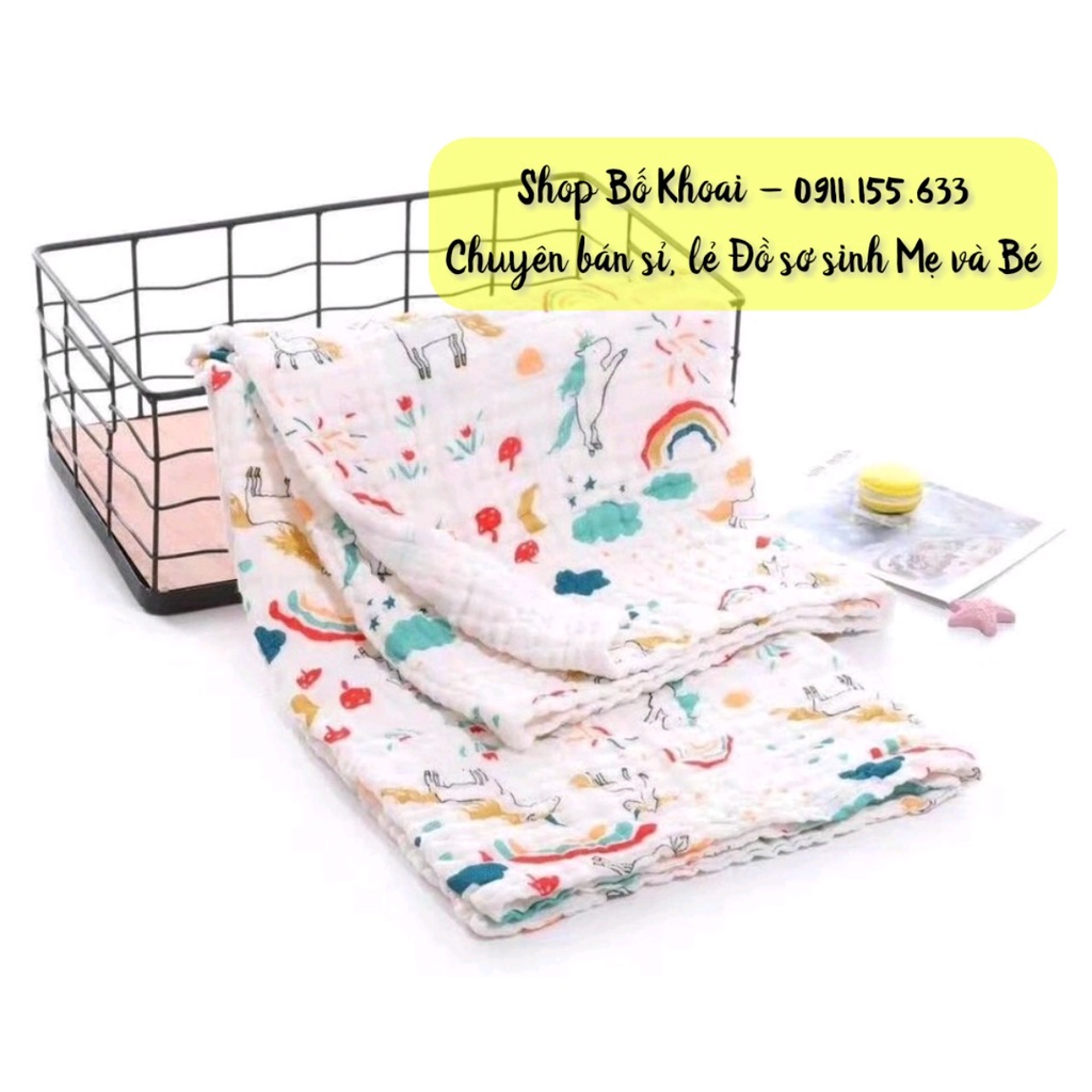 Khăn tắm xô nhăn 6 lớp siêu mềm, siêu thấm cho bé - Chăn xô nhăn 6 lớp đa năng  - Bố Khoai Store