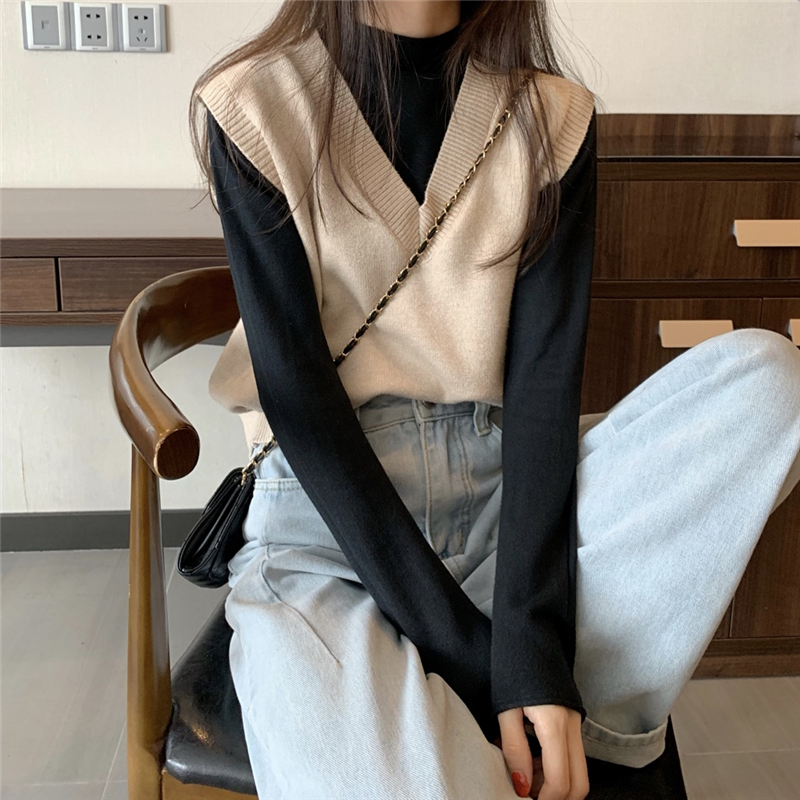 Áo Khoác Len Không Tay Cổ Chữ V Thời Trang Cho Nữ