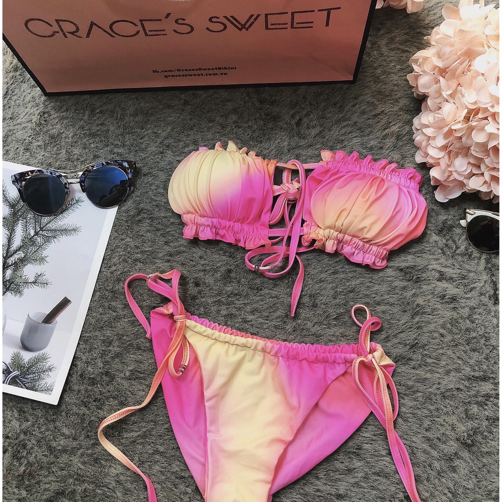 bikini 2 mảnh chun ngực quần tam giác thắt nơ điệu đà | BigBuy360 - bigbuy360.vn