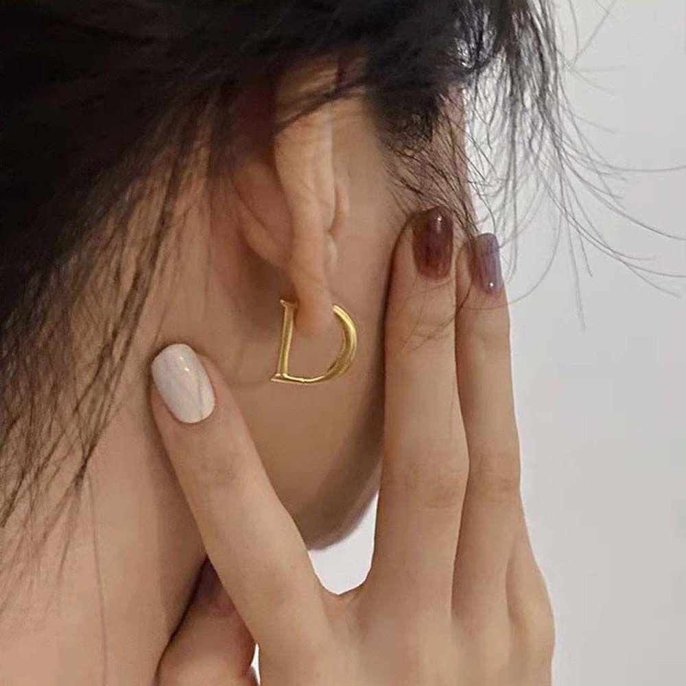 Bông Tai Hình Chữ D Phong Cách Hàn Quốc Dành Cho Nữ