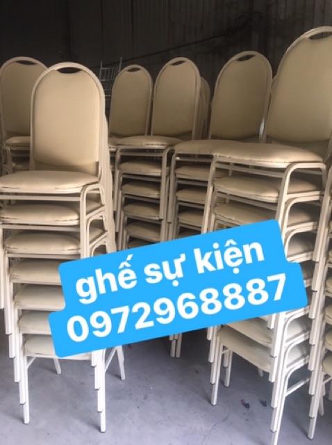 Ghế dựa phòng ăn, ghế tựa lưng bọc nệm kem