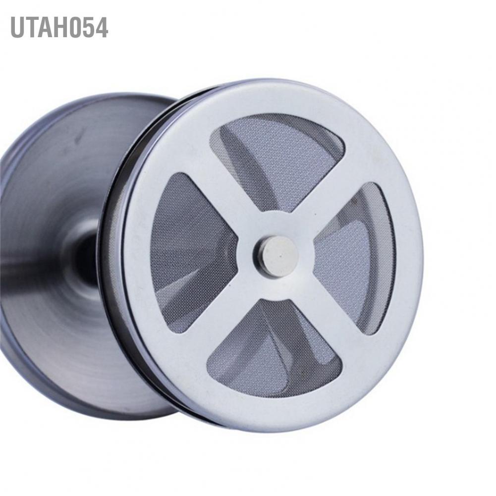 Utah054 400cc Manual Milk Creamer Frother Double Layer Filter Stainless Steel Heatable Easy Clean with Handle