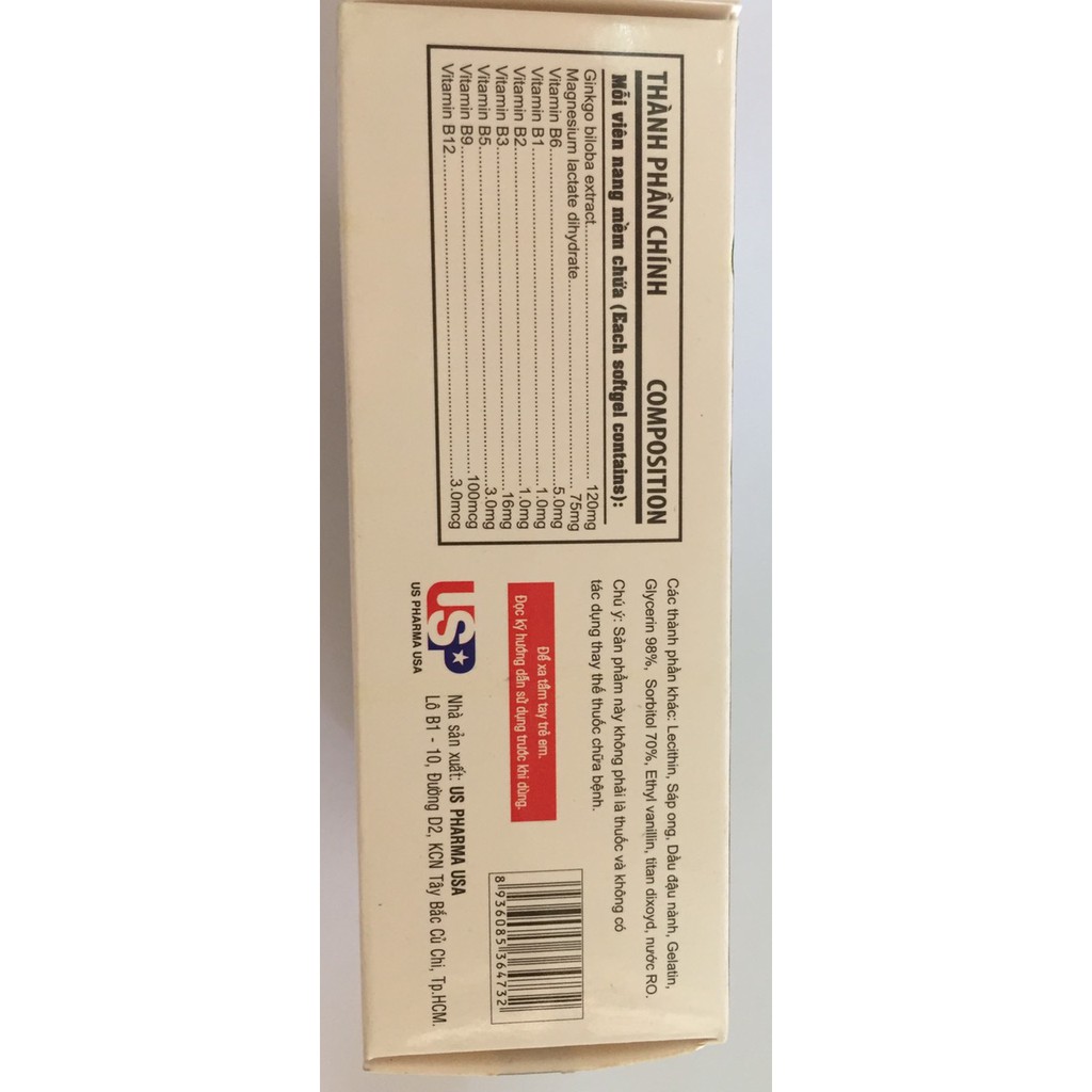 Tuần hoàn não hoàn hảo GINKGO PLUS Magne-B VIÊN UỐNG GIÚP TĂNG TUẦN HOÀN NÃO Hộp 30 viên