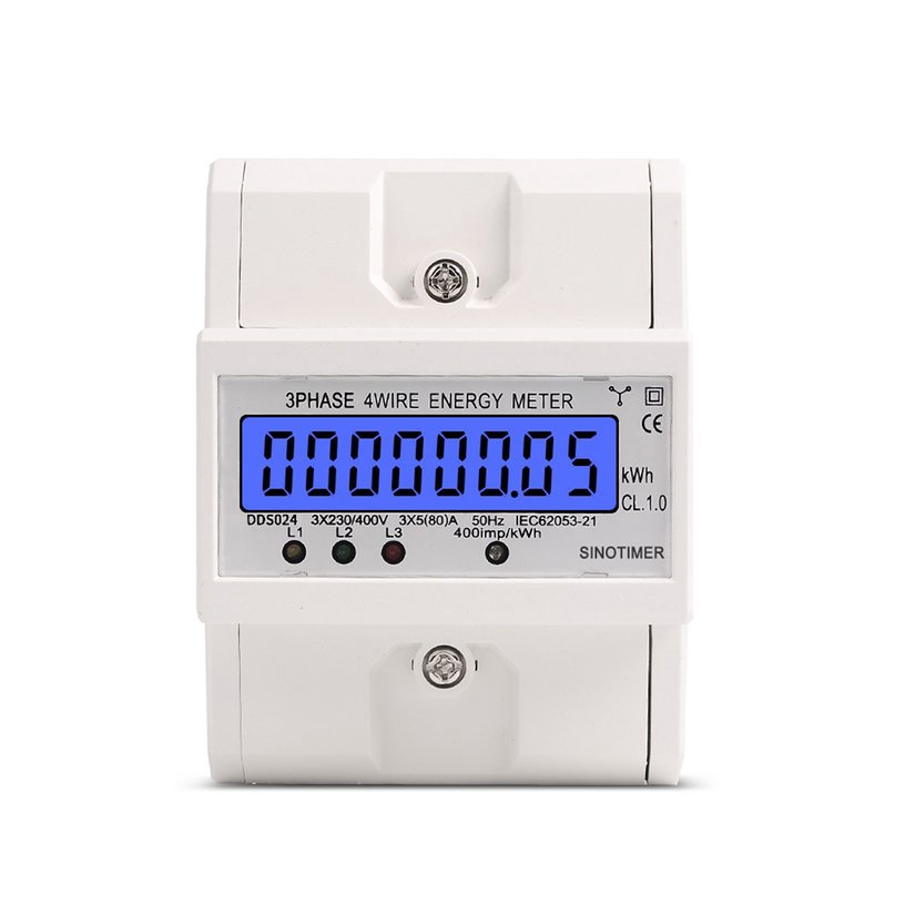 Đồng hồ điện tử đo năng lượng vôn kế 380V 3 pha 4 dây Din Rail