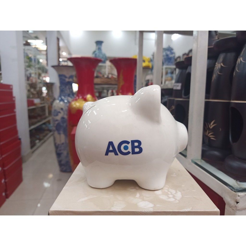 [THANH LÝ] Heo đất in logo ACB - quà tặng gốm sứ