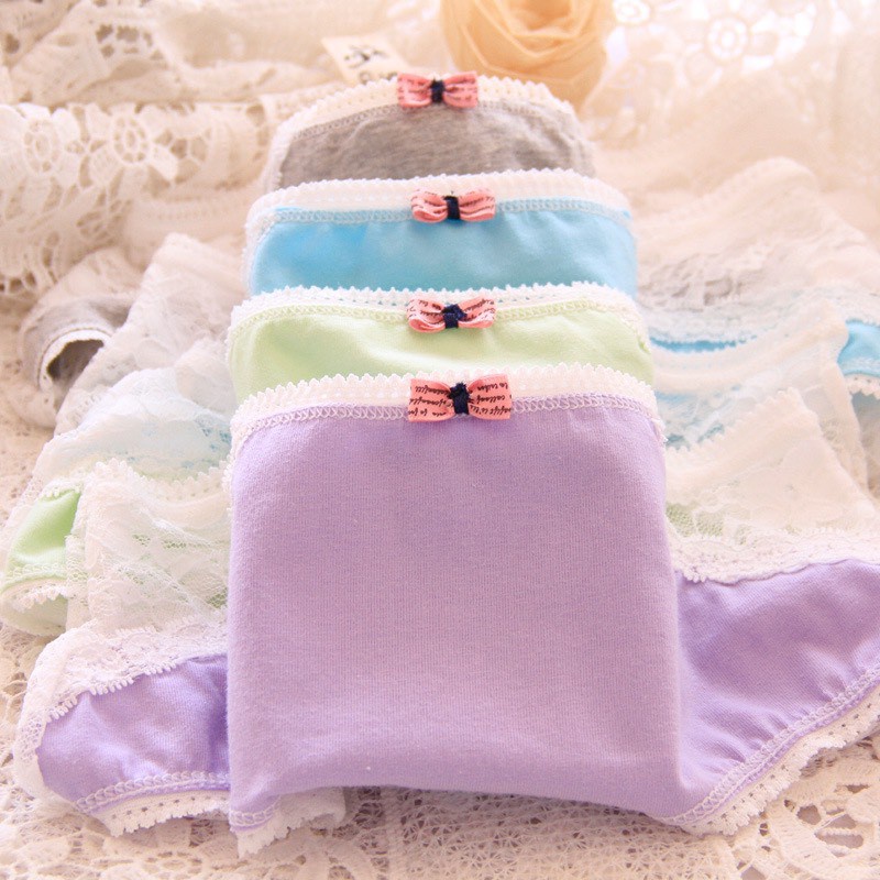 Quần Lót Ren Nữ phối Cotton đính nơ nhỏ đáng yêu gợi cảm sexy siêu nữ tính mã 8033