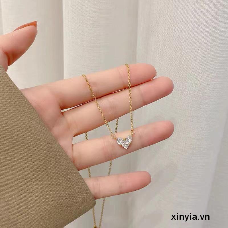 Vòng cổ Mặt Trái Tim Đính Đá Thời Trang Cho Nữ