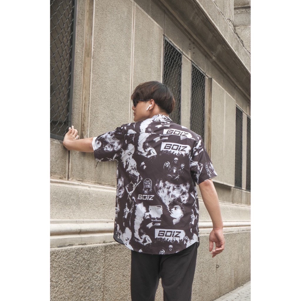 Áo Sơ Mi Tay Lỡ - Áo Somi Tay Ngắn BoiZ Đen -Thời Trang Unisex - SM1 | BigBuy360 - bigbuy360.vn