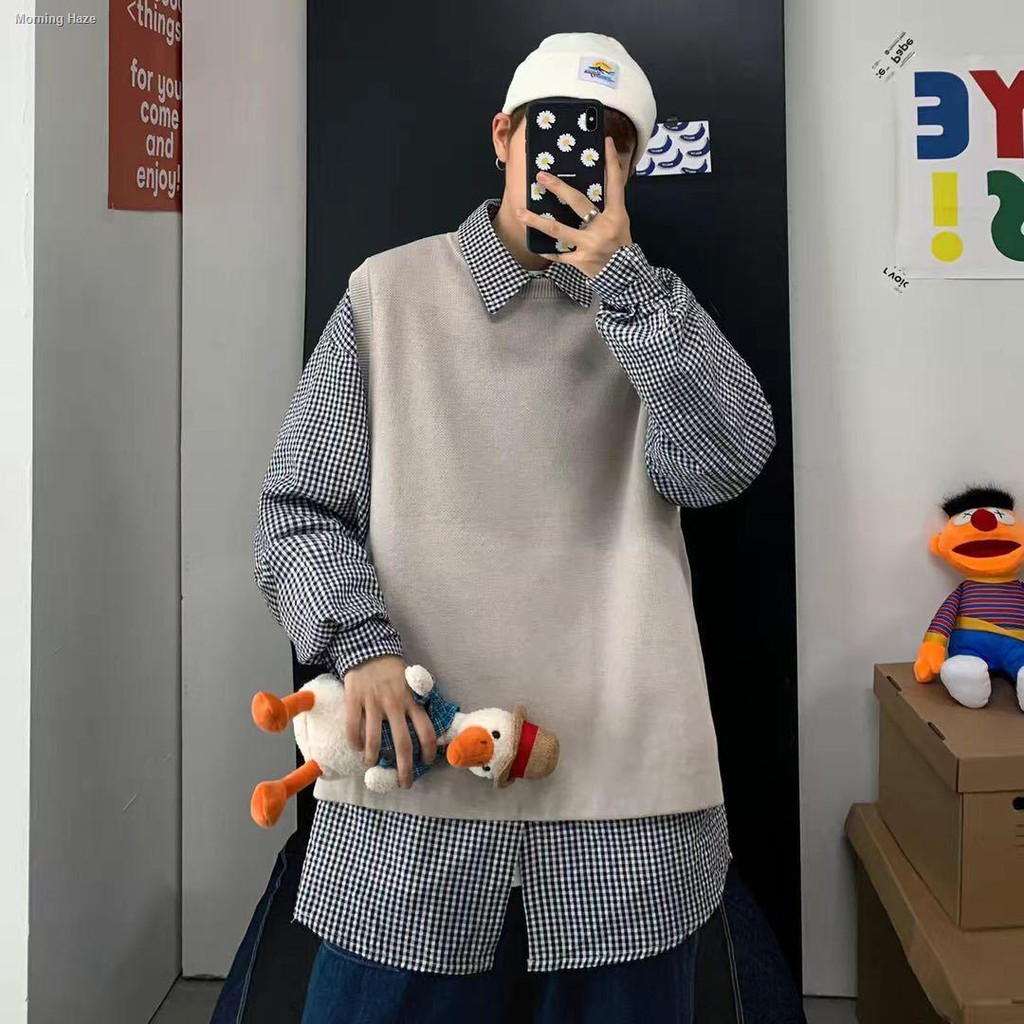 Áo Khoác Sweater Không Tay Dáng Rộng Xẻ Tà Thời Trang Mùa Thu Dành Cho Nam Giới | BigBuy360 - bigbuy360.vn