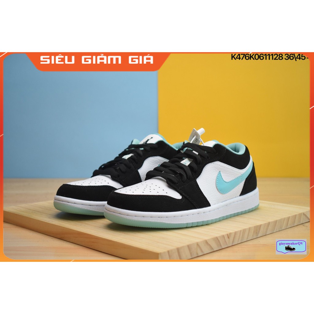 (Ảnh thật+ Hộp+ Sale cực sốc) Giày thể thao Air Jordan 1 màu xanh đen cổ thấp siêu đẹp dành cho nam và nữ | BigBuy360 - bigbuy360.vn