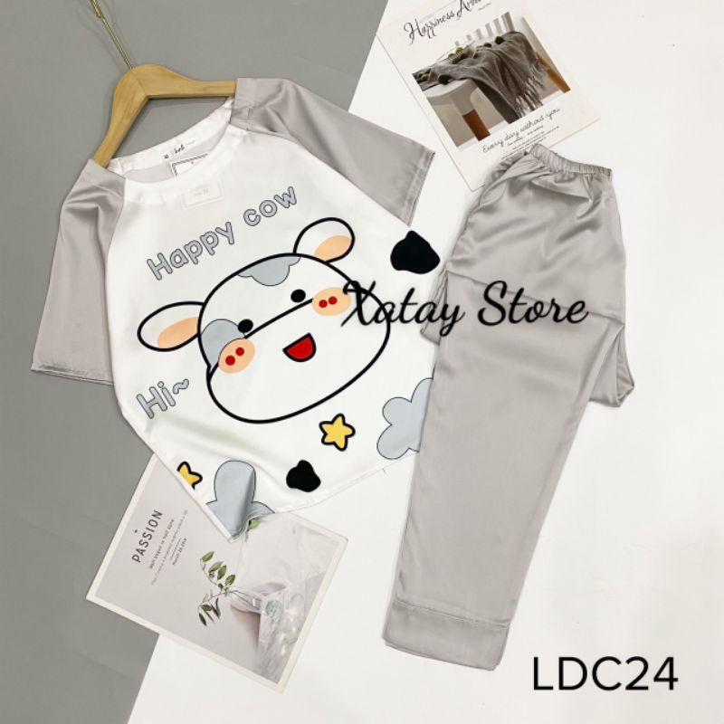 Đồ bộ ngủ mặc nhà đi chơi hoạ tiết gấu dễ thương, chất latin mềm mát | BigBuy360 - bigbuy360.vn