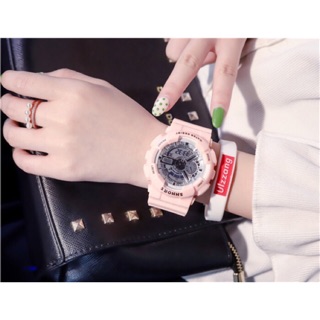 Đồng hồ thể thao nữ shhors màu hồng có mặt bạc và mặt vàng đồng hồ điện tử đồng hồ kim điện tử nữ tặng ngay vòng tay hộp