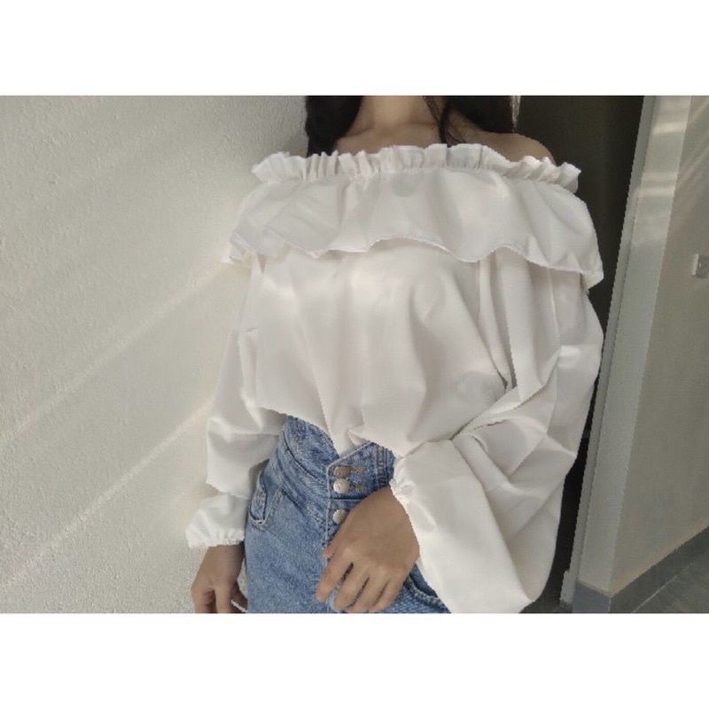 Áo kiểu bệt vai trắng đi biển xinh đẹp m14