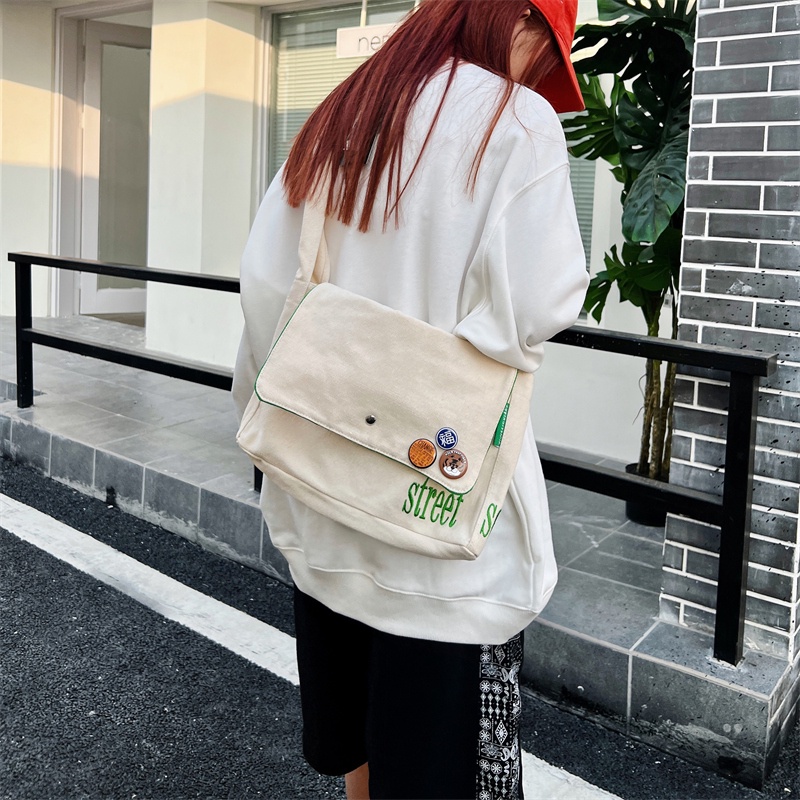 Túi vải canvas PRETTYZYS 2022 thiết kế sức chứa lớn phong cách Hàn Quốc dành cho nữ