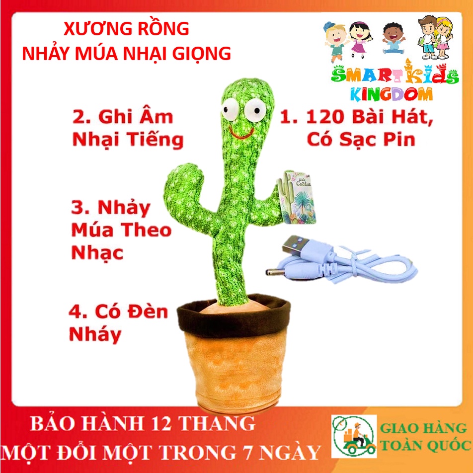 Xương Rồng nhảy múa, nhại tiếng, hát nhạc 120 bài hát thiếu nhi + nhạc hot tiktok - Có đèn Led, sạc USB