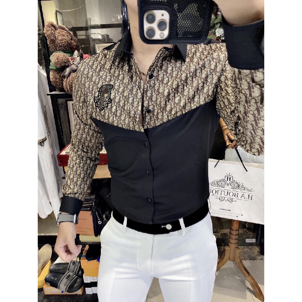 Áo sơ mi nam chữ D 2 màu thời trang siêu hot | BigBuy360 - bigbuy360.vn
