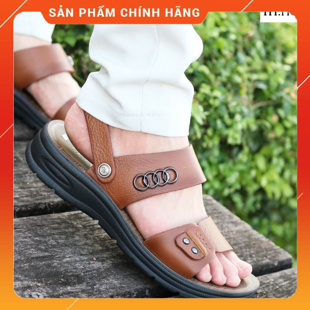 Sandal nam-dép da cao cấp HT.NEO-da bò mềm, đế  cao 3,5cm khâu may chân quai siêu chắc chắn (SD60)