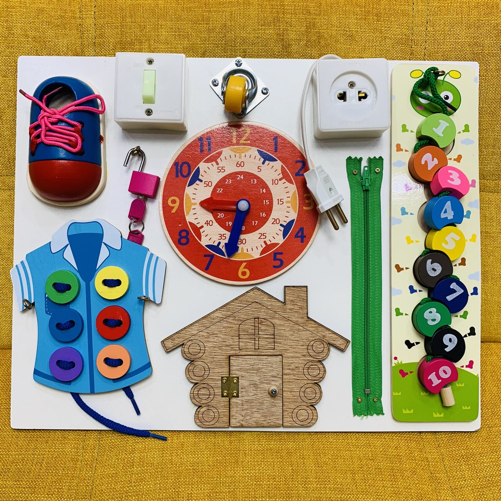 Bảng Bận Rộn - Busy Board Bằng Gỗ Benrikids Nhiều Màu Sắc Giúp Bé Phát Triển Tư Duy