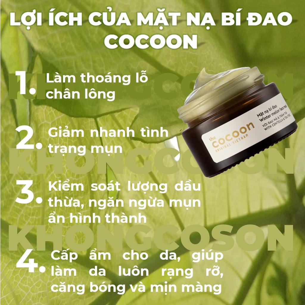 Mặt Nạ Bí Đao Cocoon Winter Melon Face Mask Mini &amp; Full Size 30 - 100ml - Khongcoson