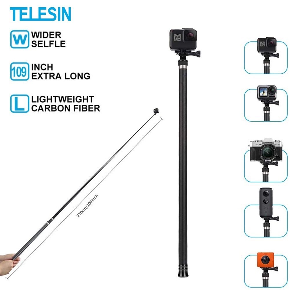 Gậy Cho Gopro Dài 2,7m Cao Cấp Chính Hãng Telesin