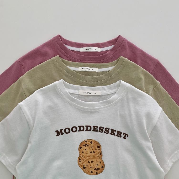 Áo thun ngắn tay cotton in hình dễ thương cho bé